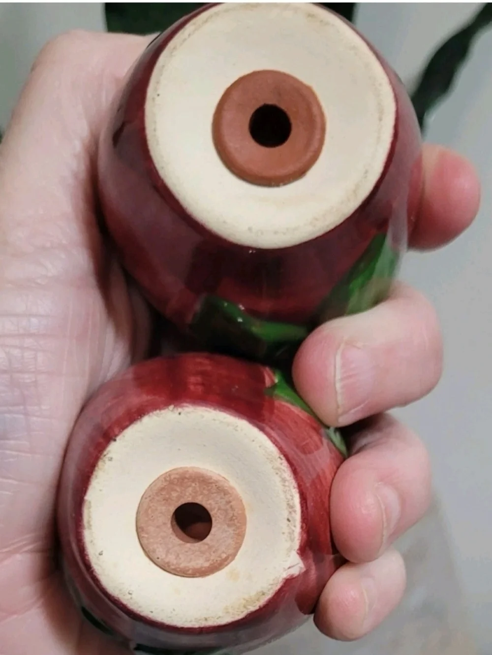 1950s Franciscan Apple Salt / Pepper Shakers Apple Shape Mid-Century Modern Vtg